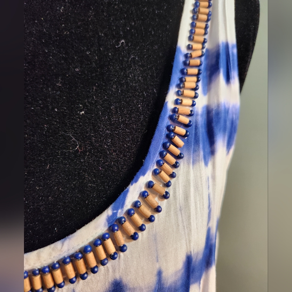 😀  3 For $15 Kenar Navy and White Tie-Dye Tank Top - Picture 5 of 10